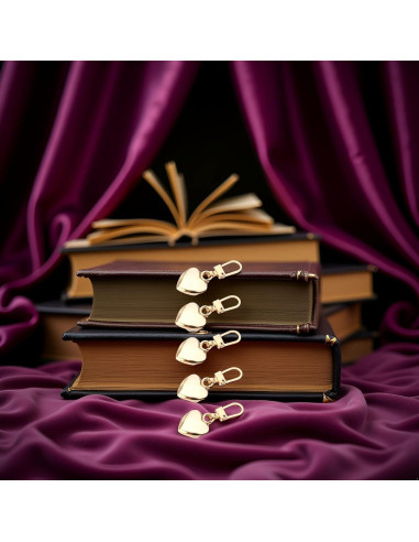 5 Tiradores de Cremallera Corazón Dorado Metal BWESOO