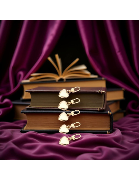 5 Tiradores de Cremallera Corazón Dorado Metal BWESOO