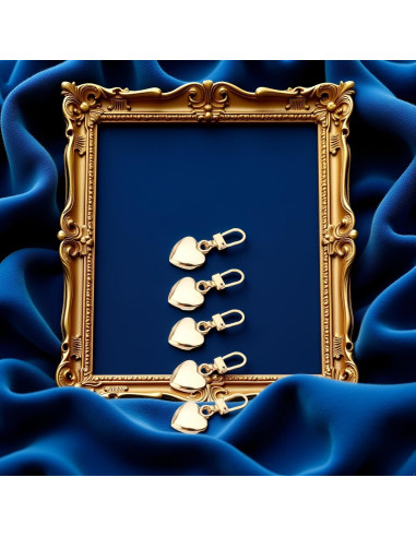 5 Tiradores de Cremallera Corazón Dorado Metal BWESOO