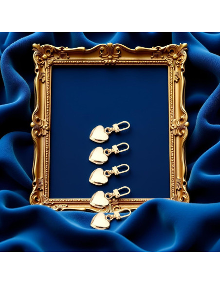 5 Tiradores de Cremallera Corazón Dorado Metal BWESOO