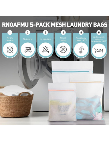 Bolsas de Lavandería de Malla RNOAFMU - 5 Piezas, 3 Tamaños
