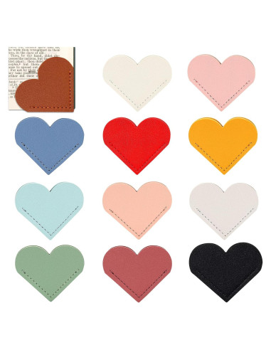 Set de 12 Marcadores de Libros Corazón AMDBHC - Cuero PU