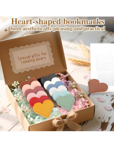 Set de 12 Marcadores de Libros Corazón AMDBHC - Cuero PU