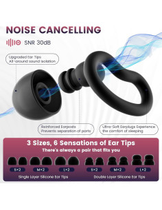 Tapones para oídos WLSCTY con cancelación de ruido 30dB - 2 pares 2