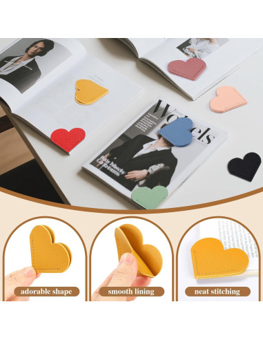 Set de 12 Marcadores de Libros Corazón AMDBHC - Cuero PU