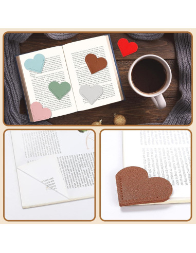 Set de 12 Marcadores de Libros Corazón AMDBHC - Cuero PU
