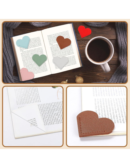 Set de 12 Marcadores de Libros Corazón AMDBHC - Cuero PU