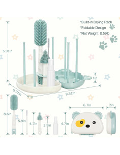 Kit de Limpiador de Biberones CandyHome 7 en 1 Verde 2