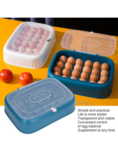 Caja de Almacenamiento de Huevos Topyond 24 Contenedores Verde