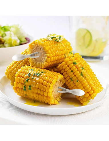 20 Sujetadores de Maíz LIDSCURA de Acero Inoxidable para BBQ