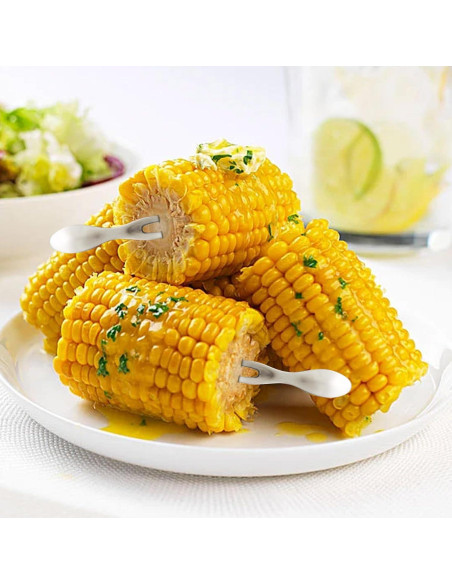 20 Sujetadores de Maíz LIDSCURA de Acero Inoxidable para BBQ