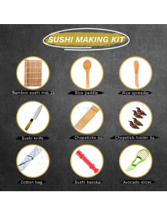 Kit de Hacer Sushi Sheriffdrink con Rodillo Bazooka y Utensilios 2
