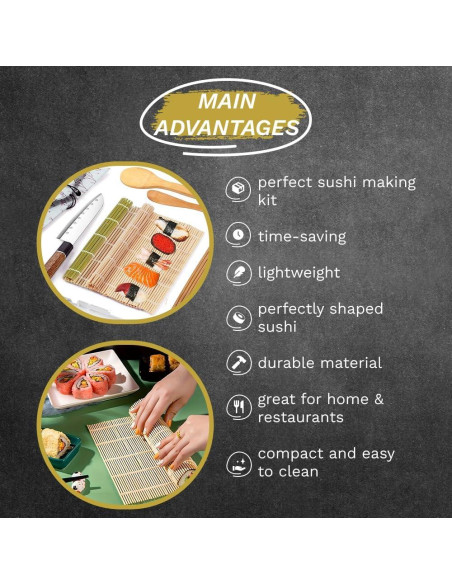 Kit de Hacer Sushi Sheriffdrink con Rodillo Bazooka y Utensilios