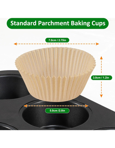 Caperci 225 Forros de Parchment para Cupcakes Estándar 7 cm