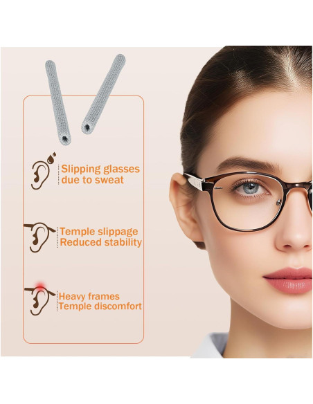 Agarraderas Antideslizantes Favanty para Gafas - 3 Pares Negro