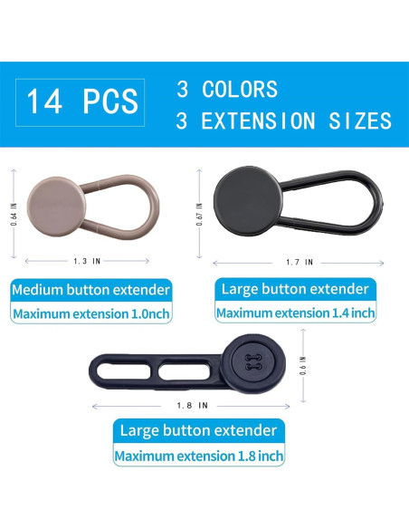 Extensores de Cintura para Pantalones JANCAN 14 PCS Ajustables