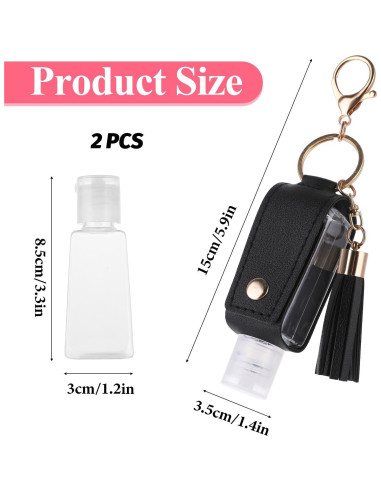 2 Pcs Soporte de Desinfectante de Manos 30ml Molain - Rosa y Negro