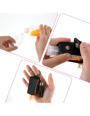 2 Pcs Soporte de Desinfectante de Manos 30ml Molain - Rosa y Negro