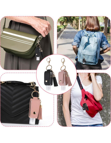 2 Pcs Soporte de Desinfectante de Manos 30ml Molain - Rosa y Negro