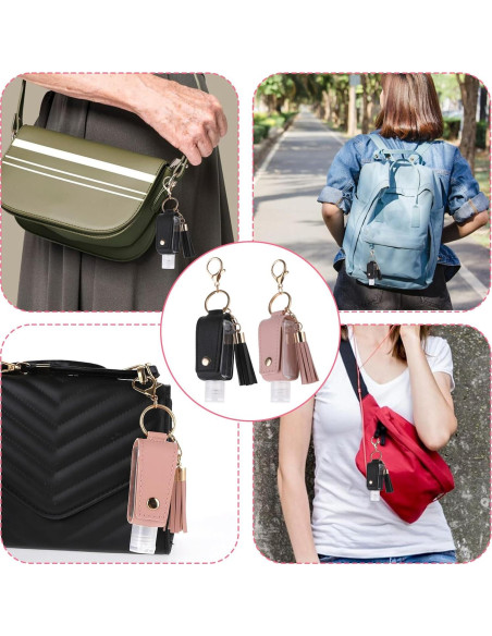 2 Pcs Soporte de Desinfectante de Manos 30ml Molain - Rosa y Negro