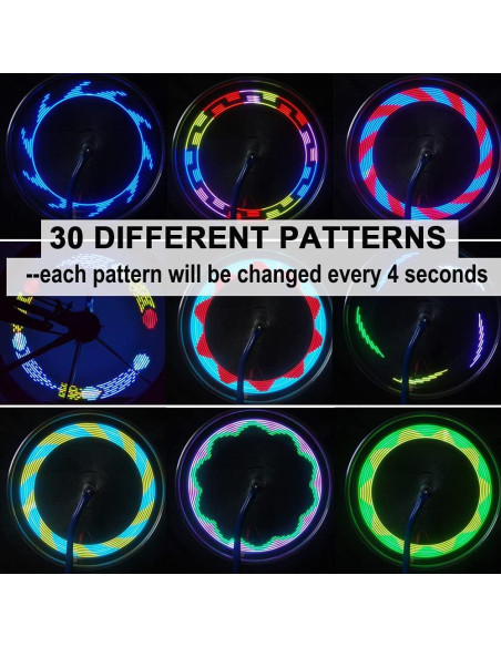 Luces de Rueda LED Recargables Solhice para Bicicleta - 30 Patrones