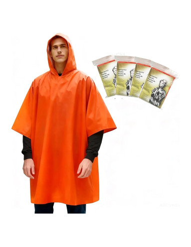 Poncho de Supervivencia NENOWOND Naranja Impermeable 4 Pzas