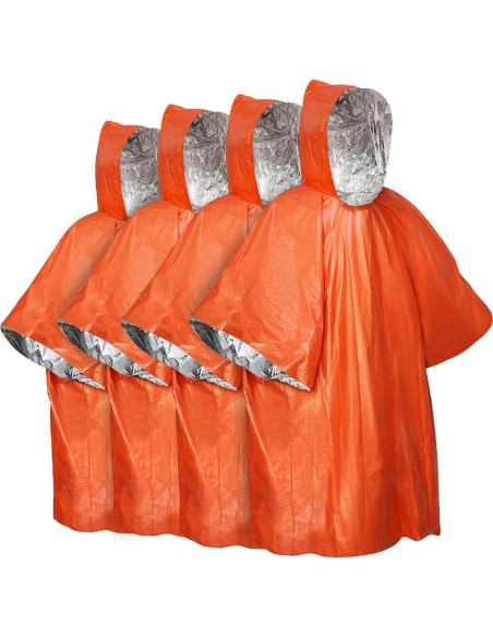Poncho de Supervivencia NENOWOND Naranja Impermeable 4 Pzas