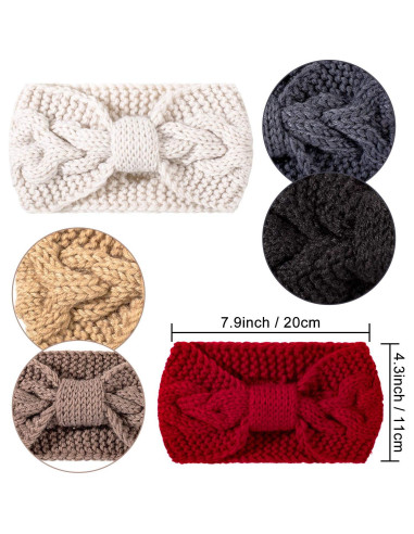 Diademas de Tejido Whaline 6 Piezas Invierno Calentadores de Oídos