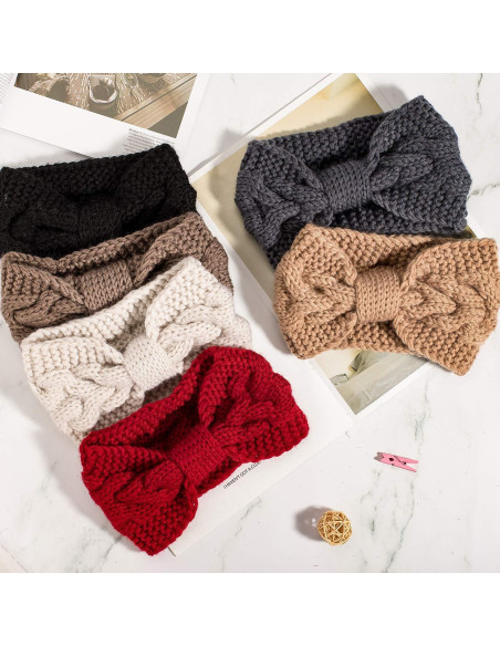 Diademas de Tejido Whaline 6 Piezas Invierno Calentadores de Oídos