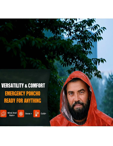 Poncho de Supervivencia NENOWOND Naranja Impermeable 4 Pzas