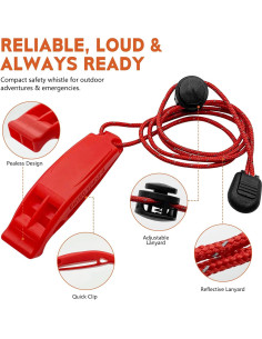 Silbatos de Emergencia FJCTER 120dB Doble Tubo 2Pcs Rojo 2