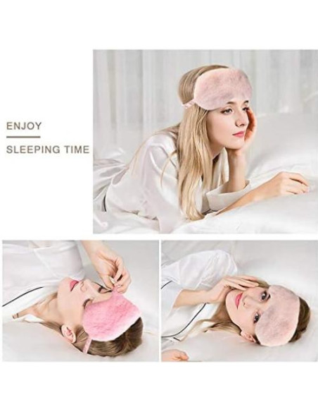 Máscara de Dormir 2PCS EleCharm Piel Sintética Rosa Coral