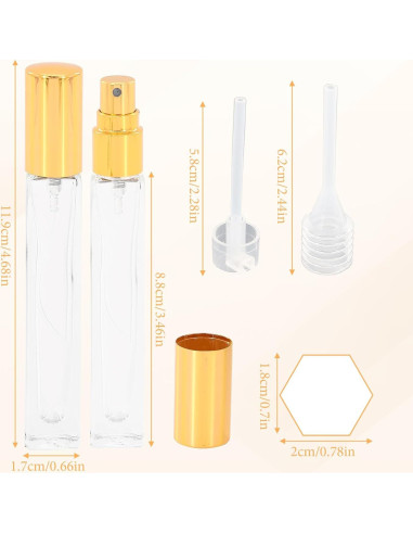 Set de 5 Botellas Rellenables de Perfume 10ml Braxan Dorado