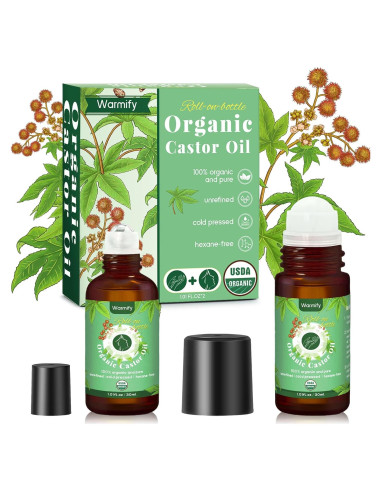 Aceite de Ricino Orgánico 2-en-1 Roll On Warmify 59 ml