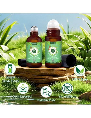 Aceite de Ricino Orgánico 2-en-1 Roll On Warmify 59 ml