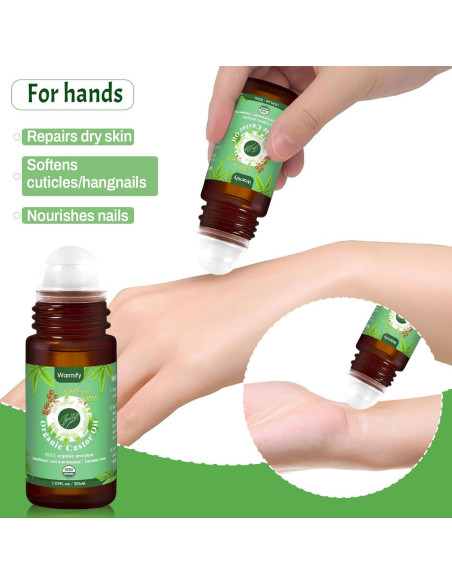 Aceite de Ricino Orgánico 2-en-1 Roll On Warmify 59 ml