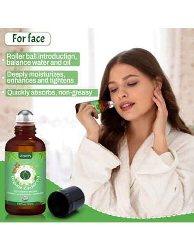 Aceite de Ricino Orgánico 2-en-1 Roll On Warmify 59 ml