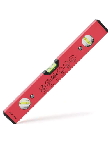 Nivel Torpedo Magnético BETHEL 40.64 cm Aluminio Rojo 3 Viales