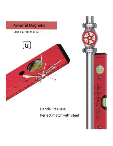 Nivel Torpedo Magnético BETHEL 40.64 cm Aluminio Rojo 3 Viales