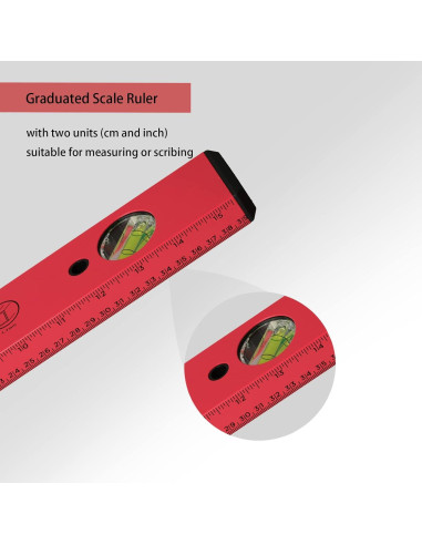 Nivel Torpedo Magnético BETHEL 40.64 cm Aluminio Rojo 3 Viales