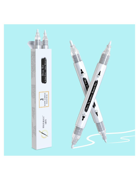Set de 2 Bolígrafos de Pintura Acrílica Blanca Pinturale Arts Doble Punta 0.7mm y 3mm Set de 2 Bolígrafos de Pintura Acrílica Blanca Pinturale Arts Doble Punta 0.7mm y 3mm