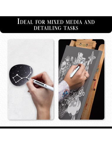 Set de 2 Bolígrafos de Pintura Acrílica Blanca Pinturale Arts Doble Punta 0.7mm y 3mm