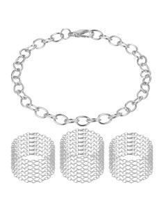 20 Cadenas de Pulsera con Encanto Prasacco Plata 17.8cm