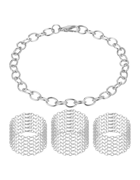 20 Cadenas de Pulsera con Encanto Prasacco Plata 17.8cm