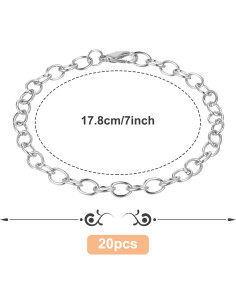 20 Cadenas de Pulsera con Encanto Prasacco Plata 17.8cm 2