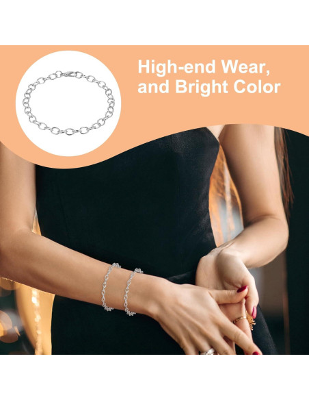 20 Cadenas de Pulsera con Encanto Prasacco Plata 17.8cm