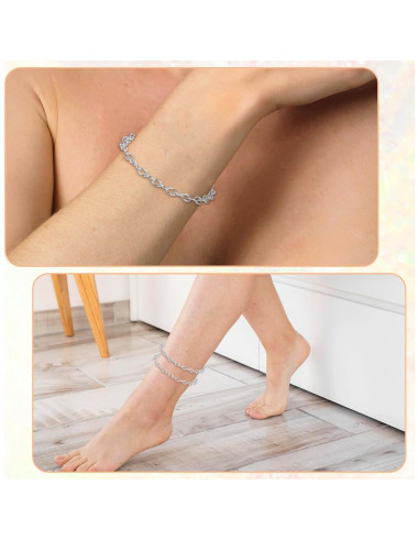 20 Cadenas de Pulsera con Encanto Prasacco Plata 17.8cm