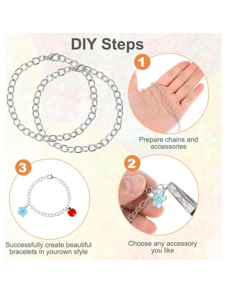 20 Cadenas de Pulsera con Encanto Prasacco Plata 17.8cm