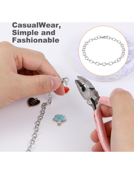 20 Cadenas de Pulsera con Encanto Prasacco Plata 17.8cm