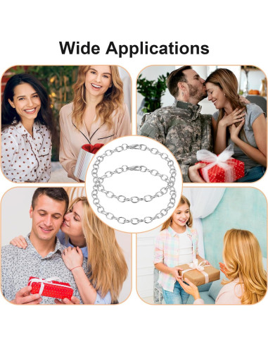 20 Cadenas de Pulsera con Encanto Prasacco Plata 17.8cm